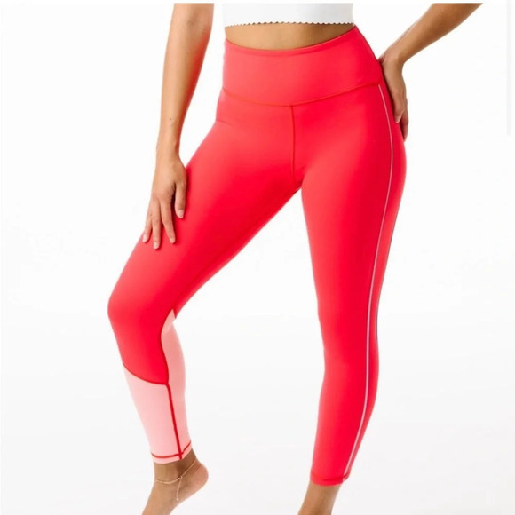 NWT Zyia Popsicle Pink Reflective Stripe Light n Tight Hi-Rise 7/8 24" Size 4 - Picture 1 of 9